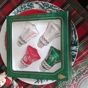 Vintage Krebs Christmas Nostalgia Bell Ornament Glass Ornament Set 4 Traditional